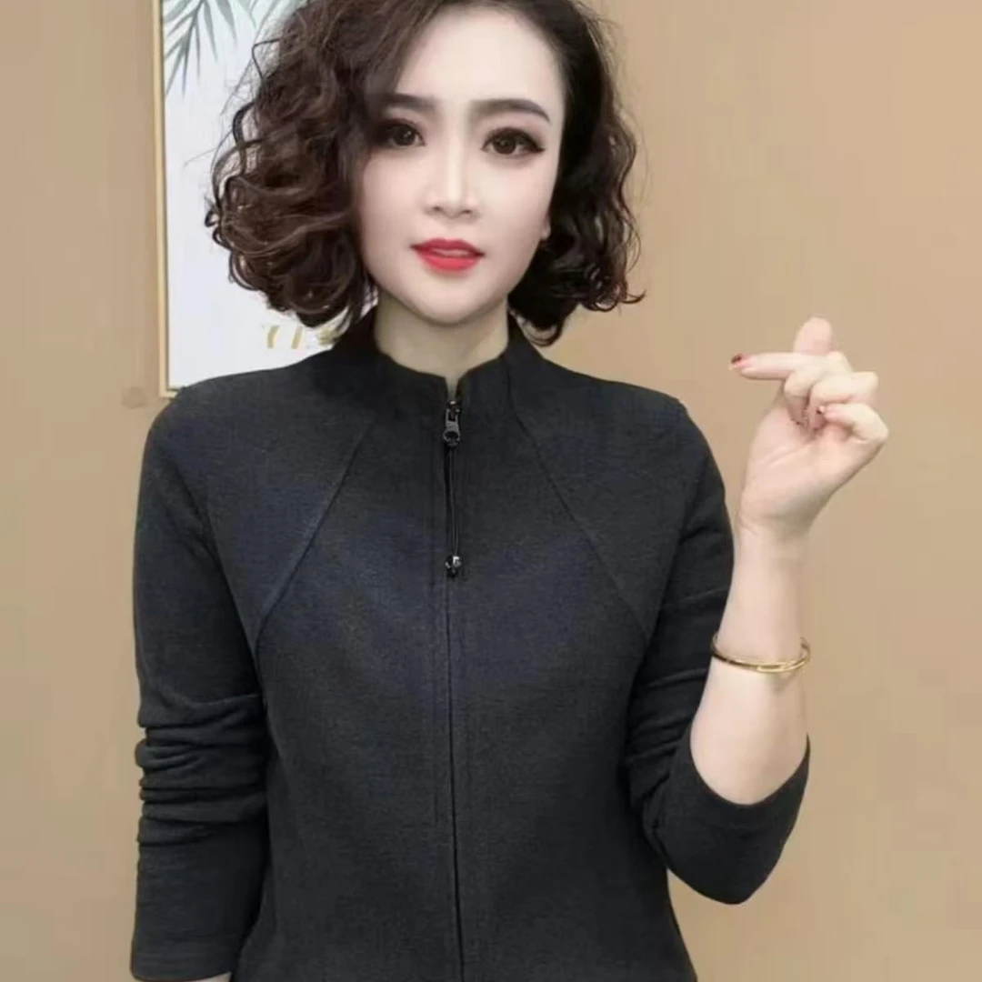 2024新品时尚洋气百搭气质拉链开衫长袖减龄气质女上衣#0696