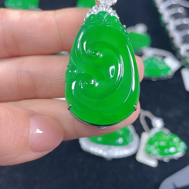 翡翠银S925镶嵌吊坠(不含链)
