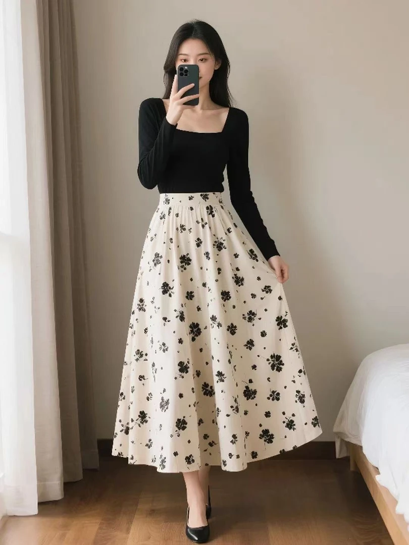 SS1950初秋季时尚穿搭成熟风显瘦两件套装半身裙通勤优雅女士