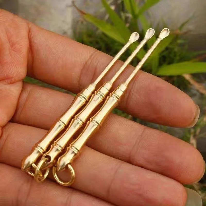 黄铜挖耳勺手工铜掏耳勺黄铜牙签耳勺掏耳扒挖耳朵钥匙扣挂件礼物