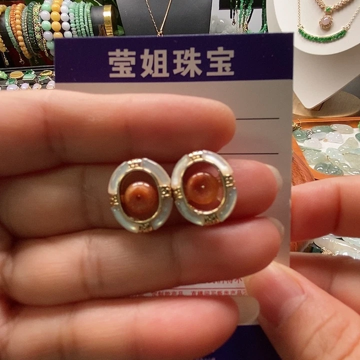 合金翡翠耳饰耳钉
