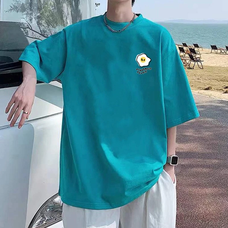 微胖男生宽松大码运动休闲上衣美式潮牌纯棉短袖t恤夏装情侣半袖
