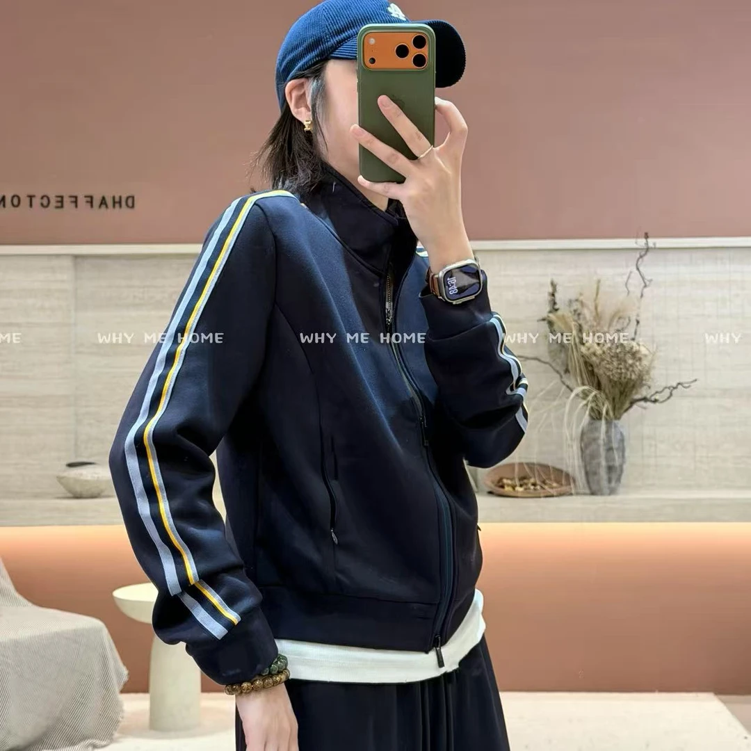 【欧尼外套】美式复古设计感两条杠立领洋气外套60376