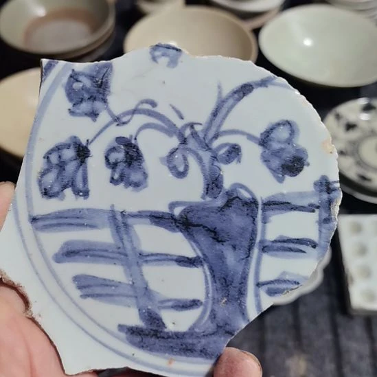 瓷片青花影青杯垫学习标本