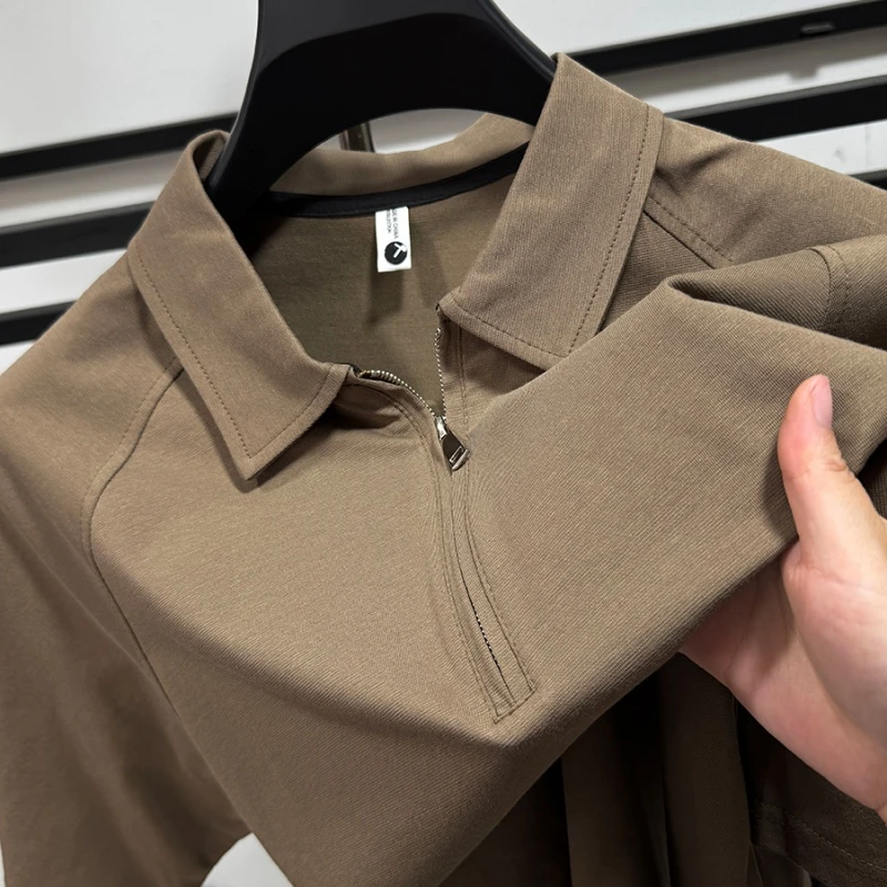 CATIA SELI夏季短袖男翻领拉链领半袖运动POLO衫休闲上衣吸汗透气