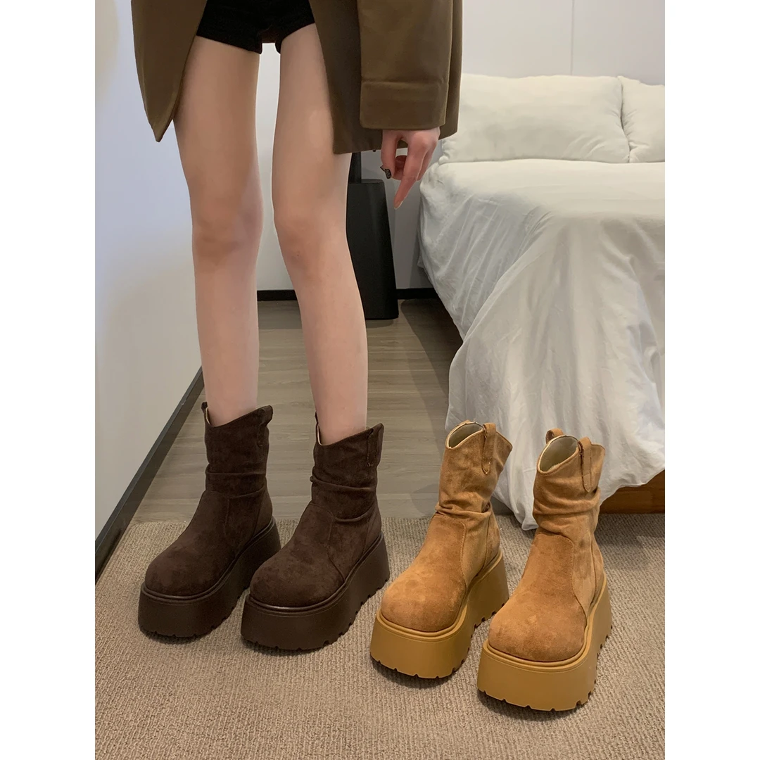 贾不假雪地靴女款2025新款冬季季时尚百搭厚底小个子加绒保暖短靴