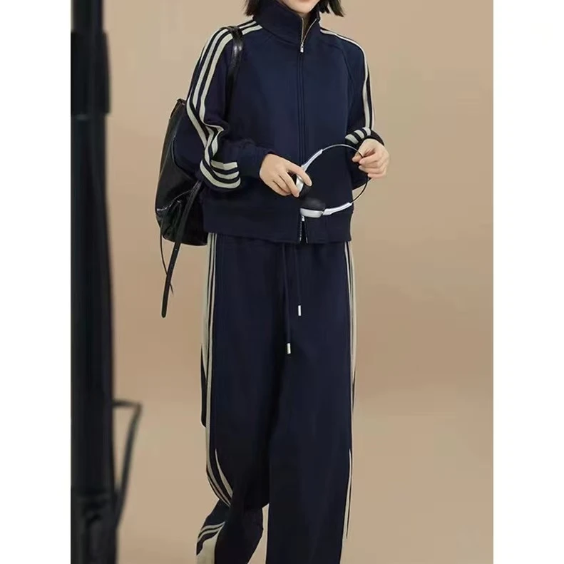 潮流时尚运动休闲套装春秋季新款拉链开衫宽松长袖卫衣两件套女装