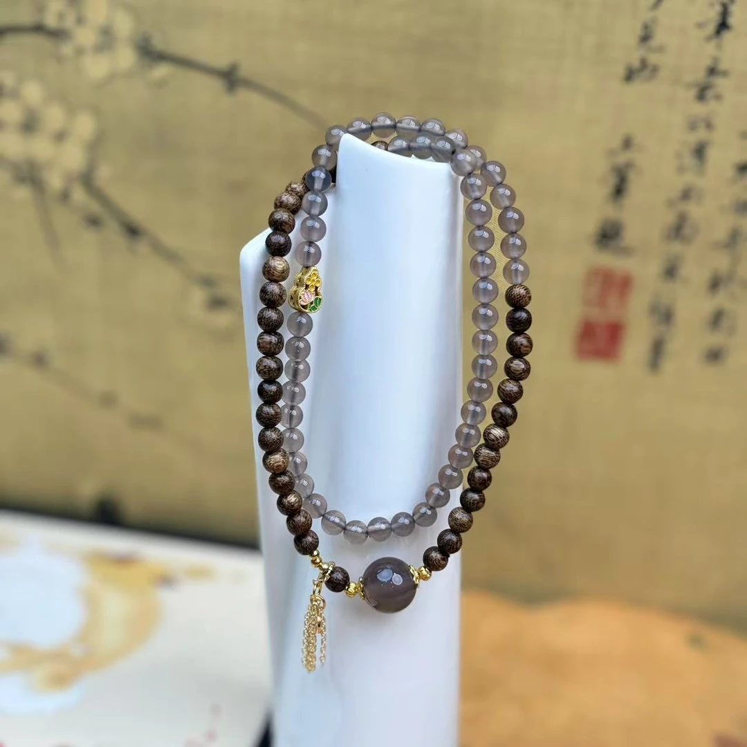 DM-1323-灰玛瑙多圈手串