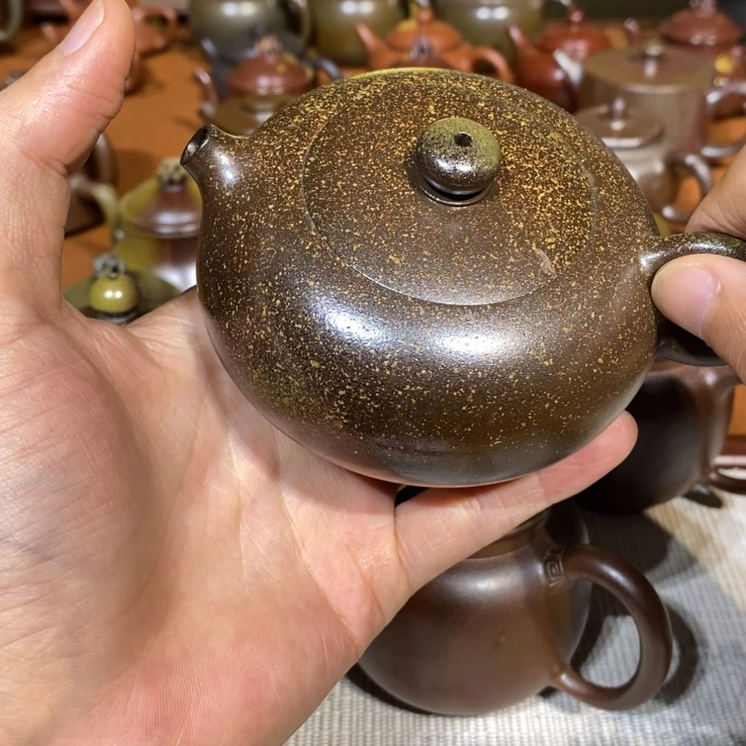 南*堂柴烧扁西施壶180ml坭兴陶手工制作