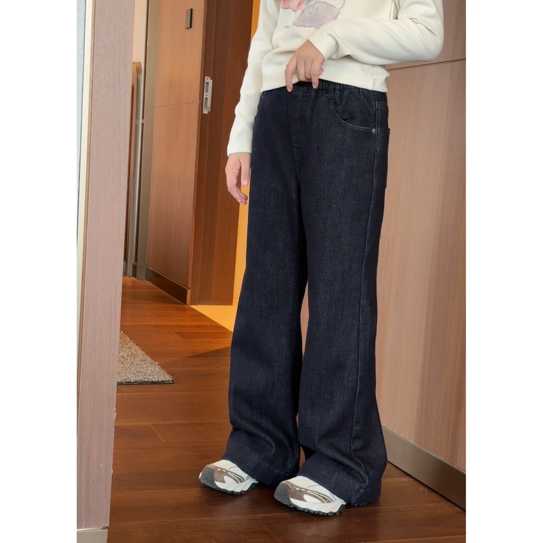 泡妈童装    【单宁喇叭裤】冬季加绒新款儿童女童休闲牛仔裤51170