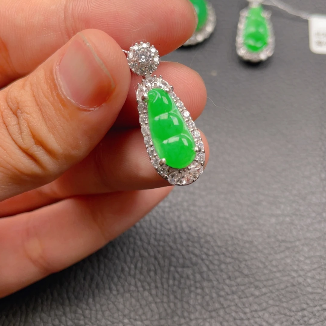 翡翠银S925镶嵌吊坠(不含链)