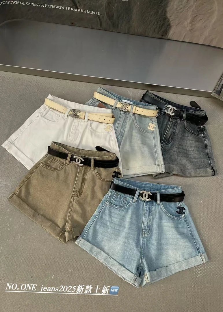 6213夏季新品牛仔短裤显腿瘦A字翻边短裤