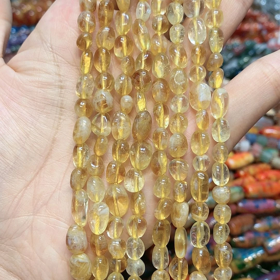 玛瑙/玉髓散珠天然暴力黄塔晶糖豆一条