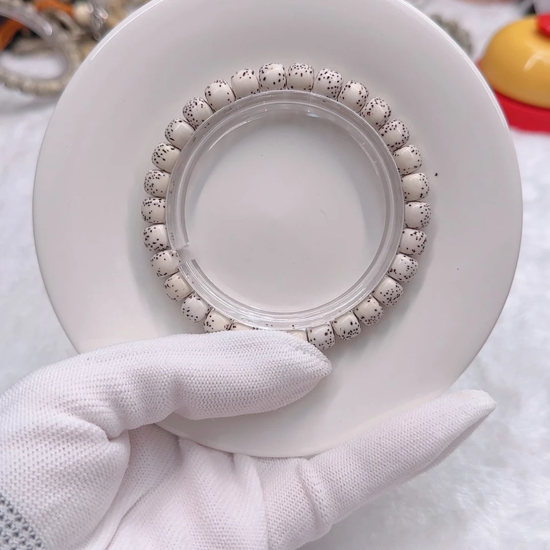 星月菩提手串原生态原白8×7同枝河豚高抛海南料