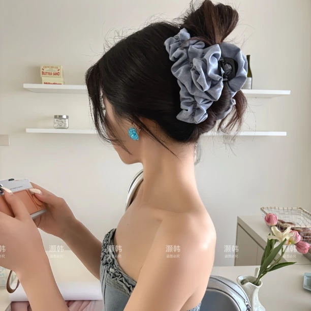 升级版巨显发量！双褶工艺～超大号平车缝制高颅顶13厘米抓夹发夹