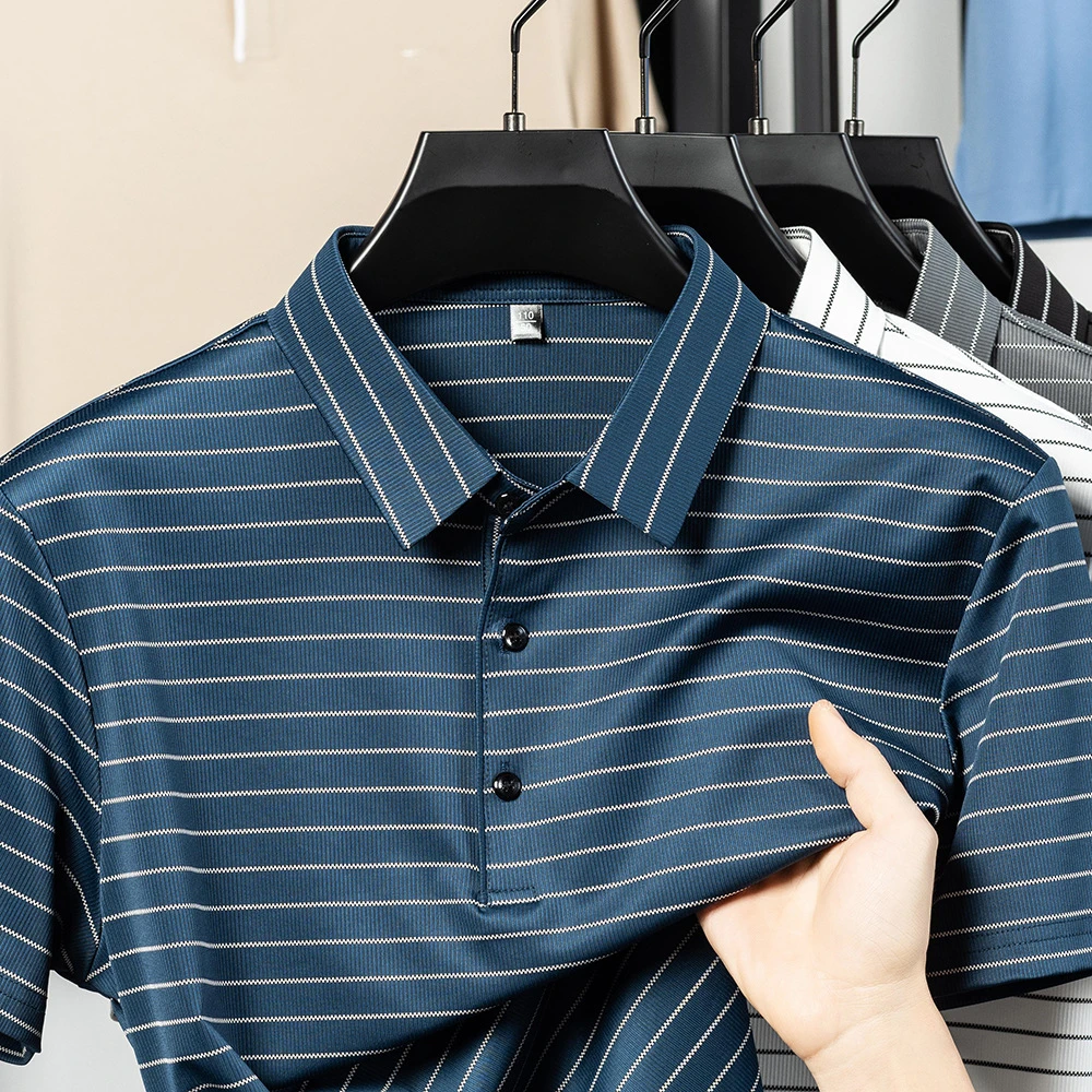 爸爸夏装中老年人男士短袖t恤夏季凉感Polo衫中年男装半袖上衣服