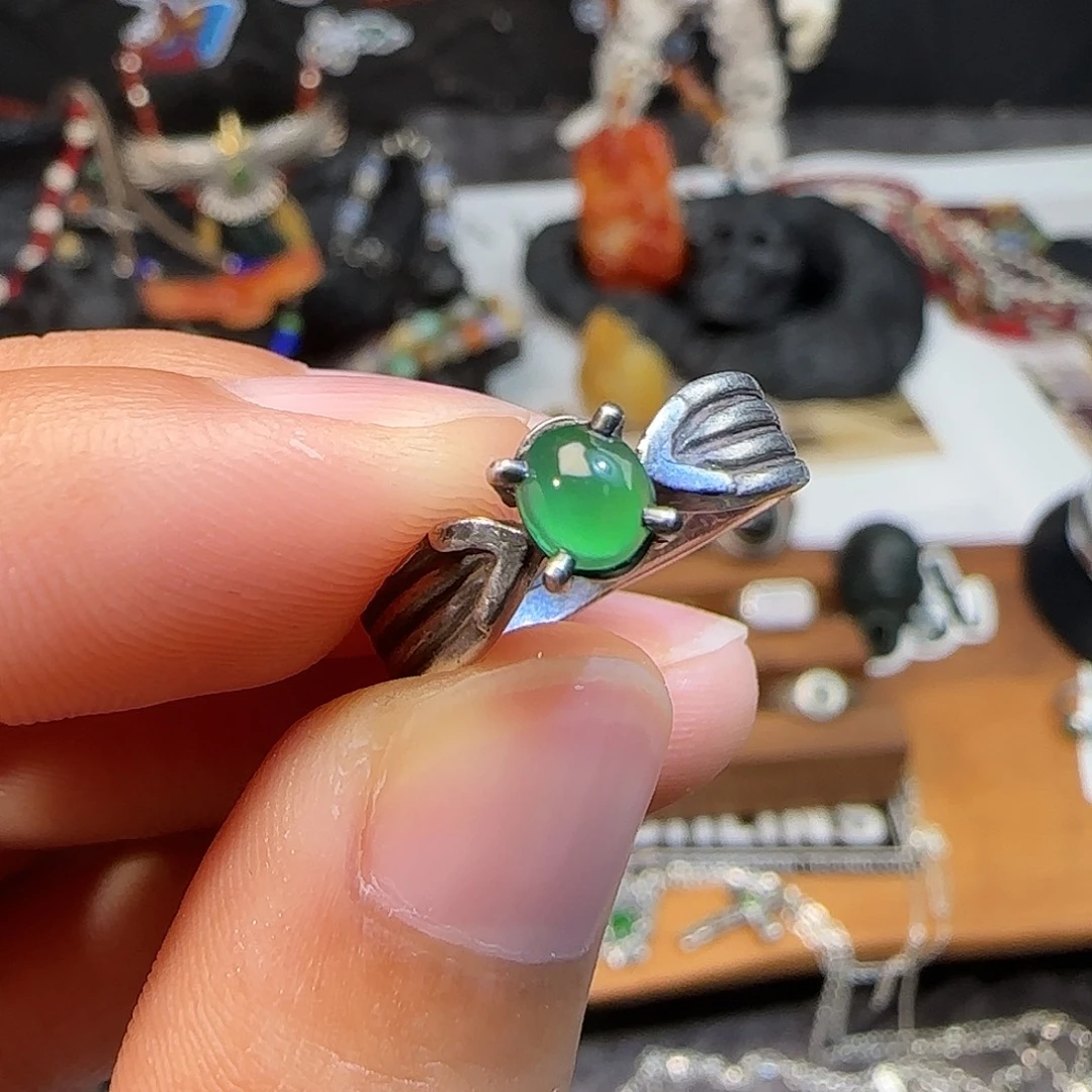翡翠银S925镶嵌戒指