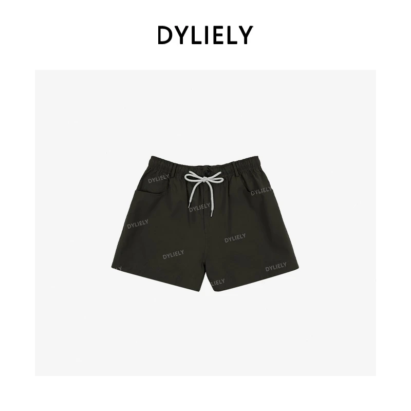 DYLIELY 【100%棉】高腰显瘦短裤女宽松休闲百搭松紧腰裤子K25133