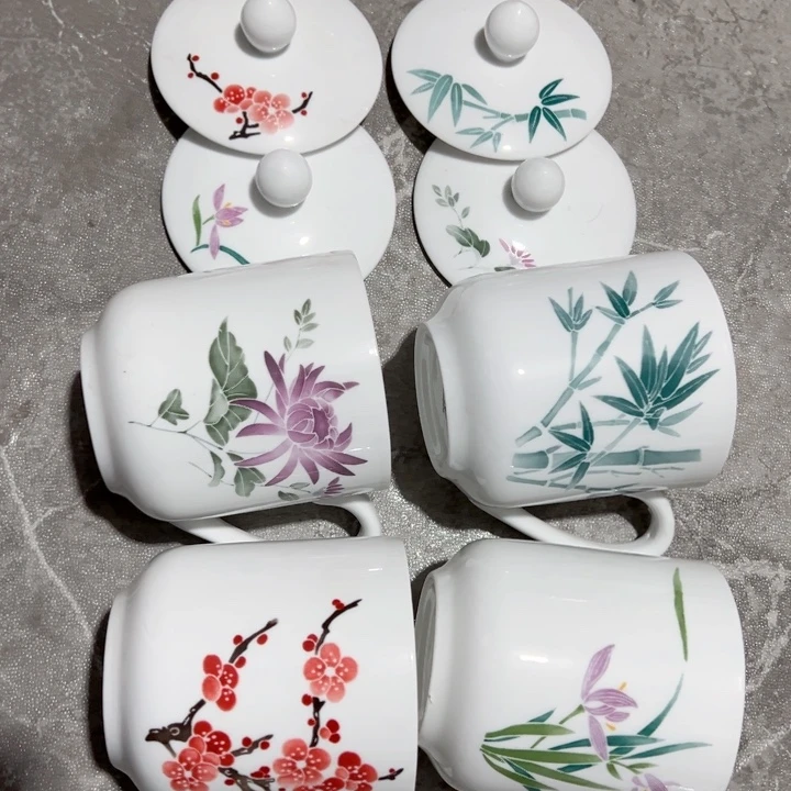 碗红叶陶瓷梅兰竹菊