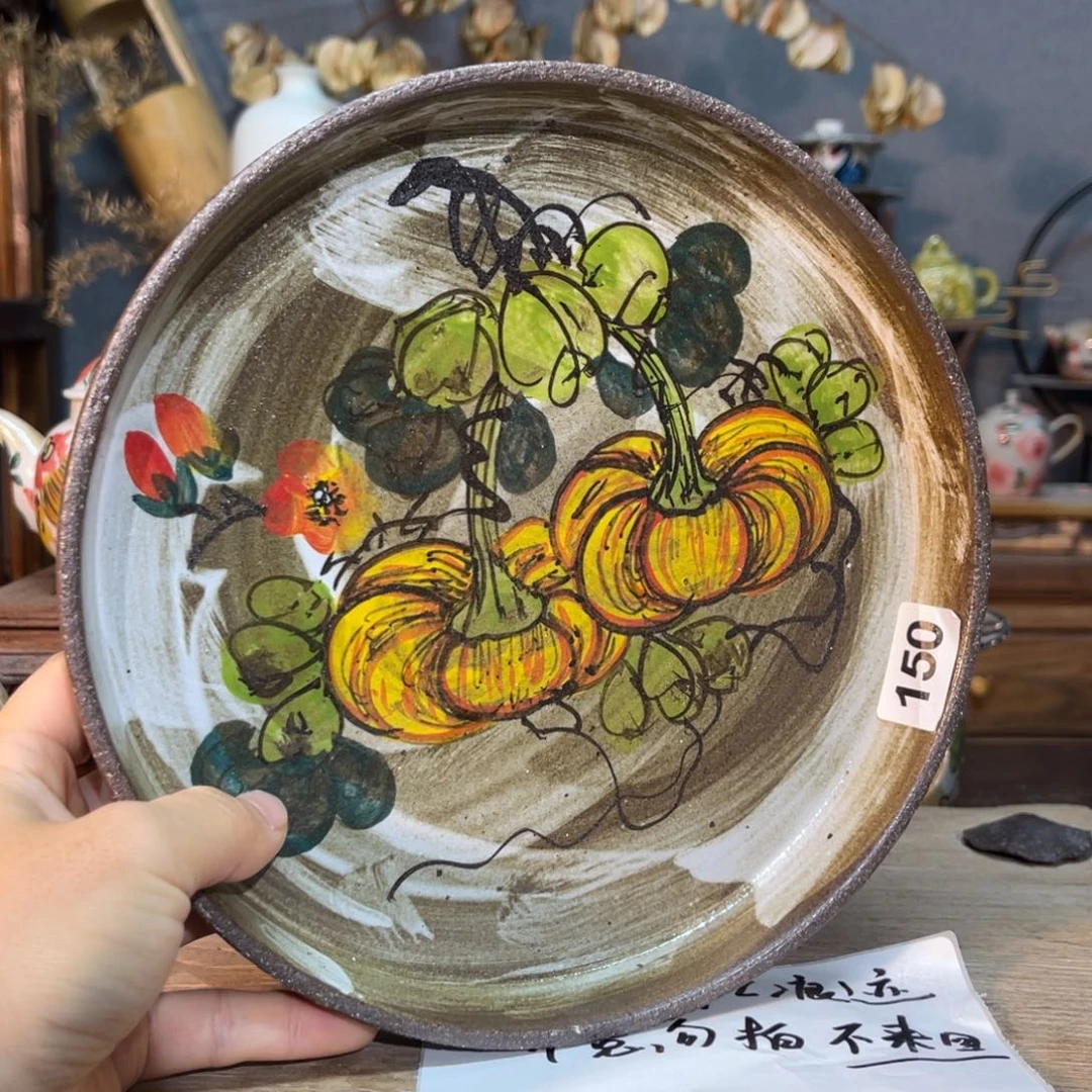 壶素浅陶瓷手工手绘