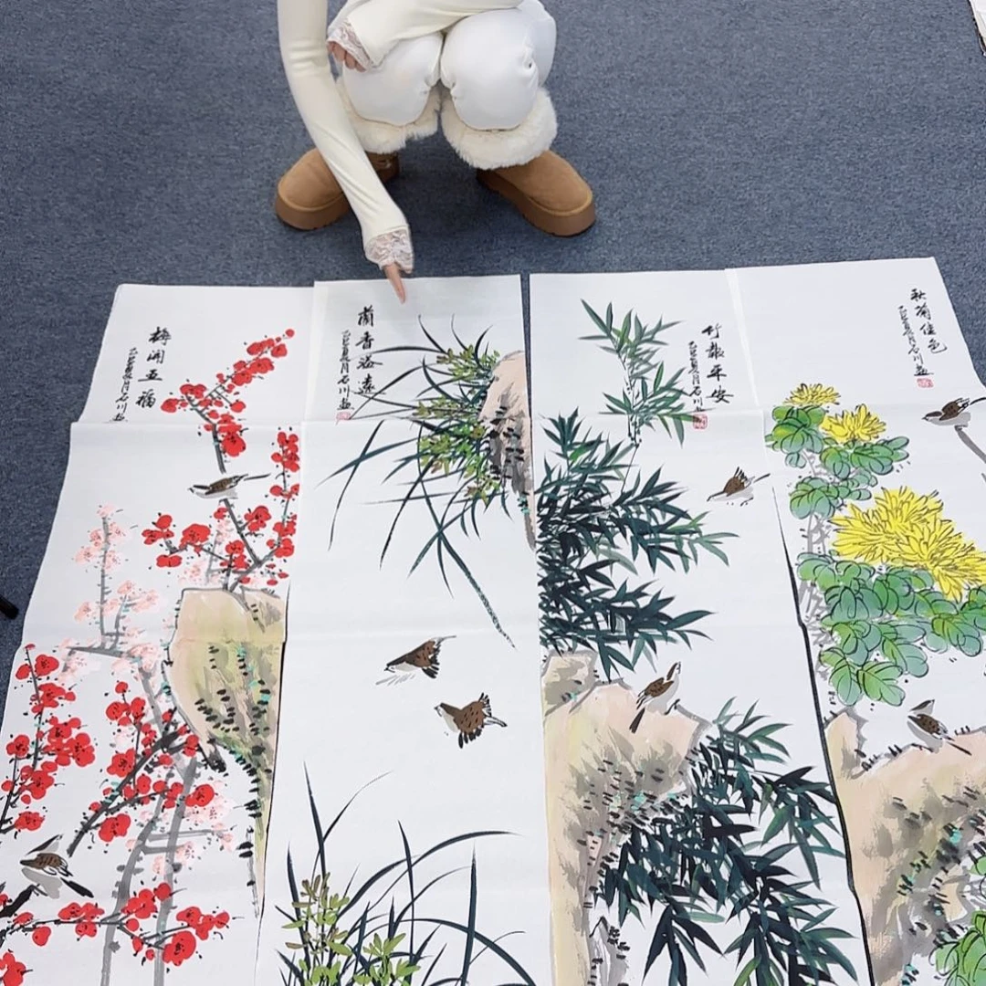 国画作品小姐姐放漏中
