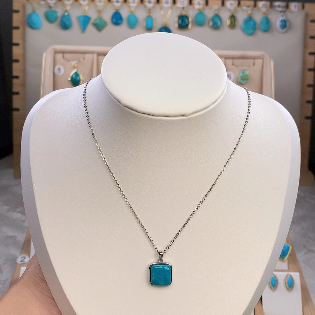 银S925镶嵌绿松石颈饰