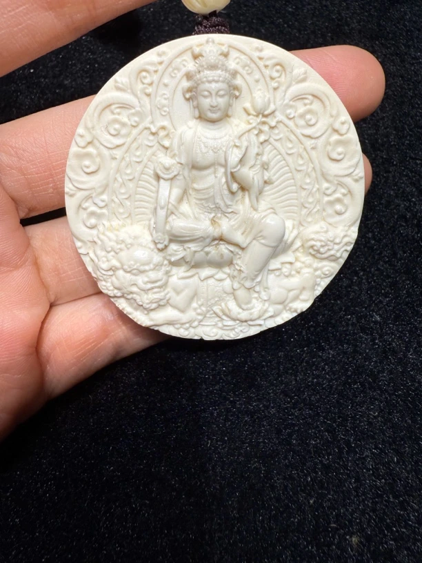 P2017猛犸牙文殊菩萨雕刻牌49✖️14