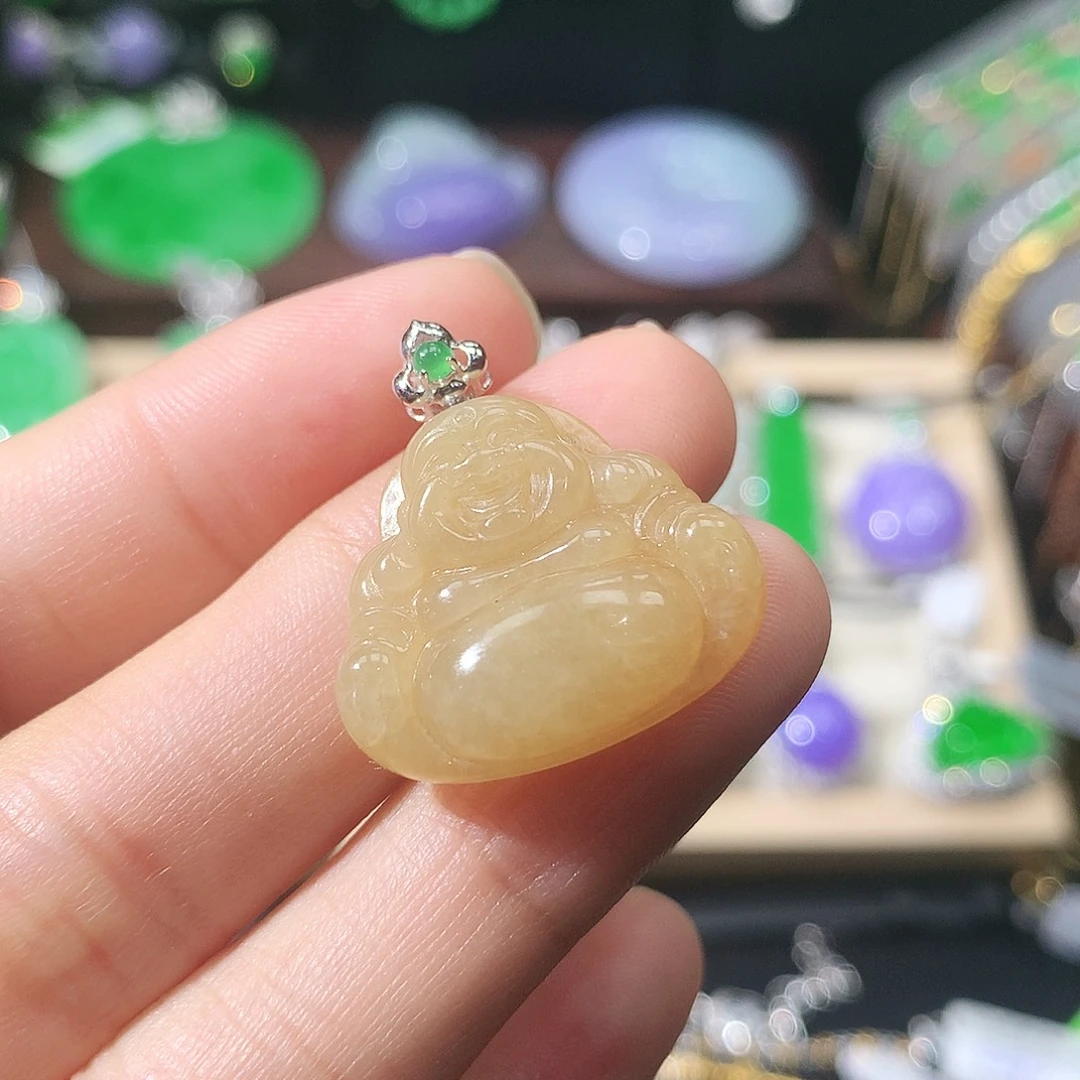吊坠(不含链)18K金镶嵌翡翠