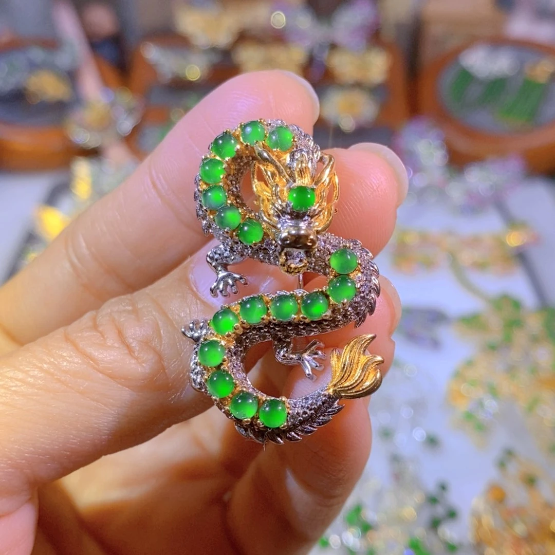 银S925镶嵌把件翡翠