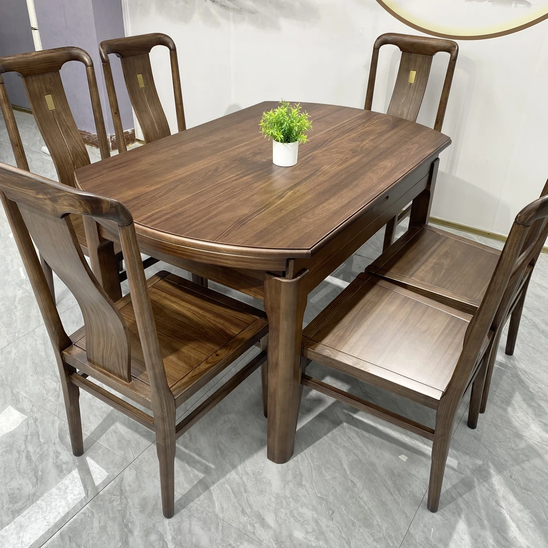 【北美黑胡桃木】全实木餐桌椅伸缩折叠家用方圆两用餐桌跳台(定制）