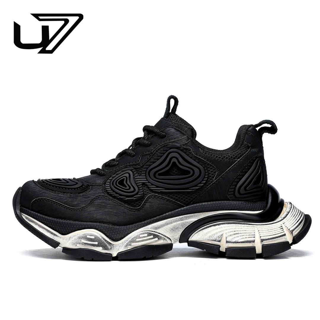 U7男鞋2025冬季新款时尚潮流厚底老爹鞋男士高端轻奢休闲运动鞋子