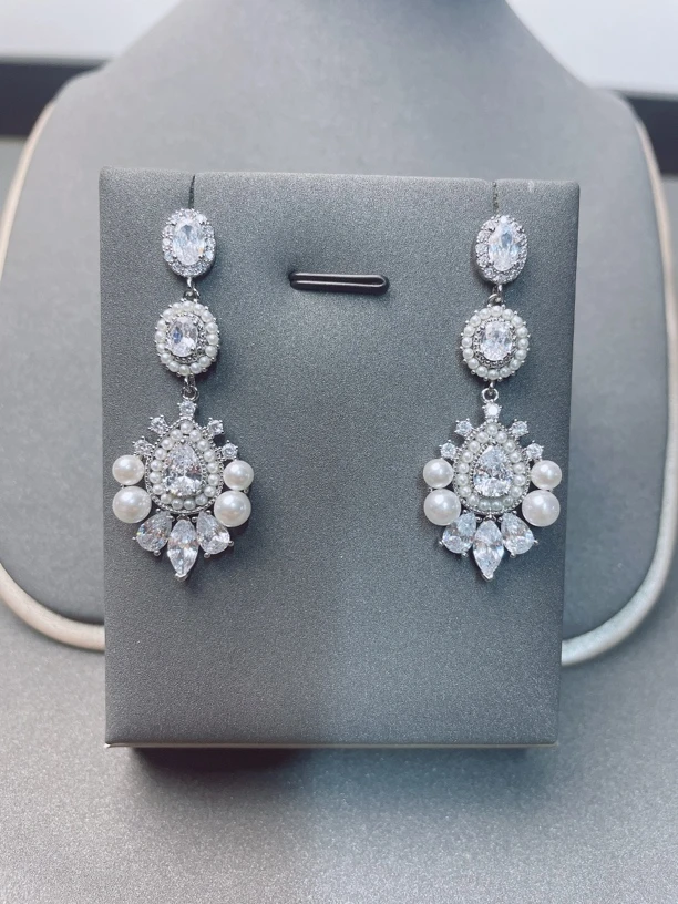 合金合成锆石耳饰 4785高级轻奢时尚波西米亚流苏耳饰