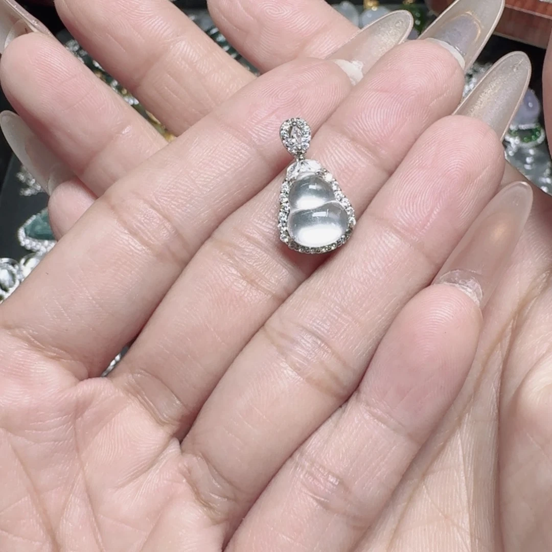 吊坠(不含链)银S925镶嵌翡翠