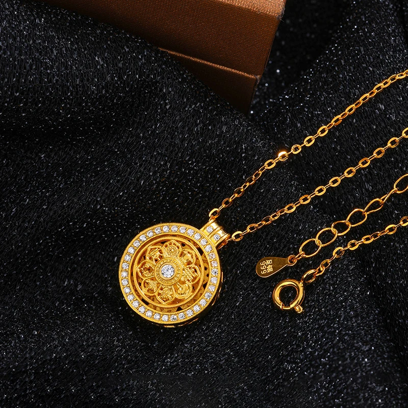 坠链均足银合成锆石 s999银新版【可旋转八宝罗盘】轻奢项链女饰品