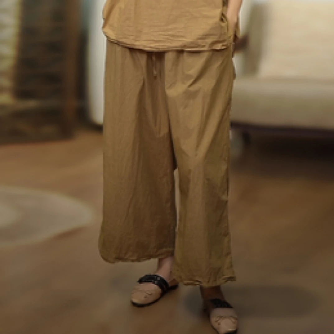 清风集意大利纸感棉廓形休闲裤 高支棉 微染轻薄挺括空气感直筒裤