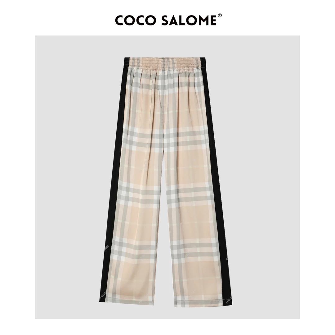 韩彬彬【橘子格】经典格子设计宽松慵懒风休闲裤037K