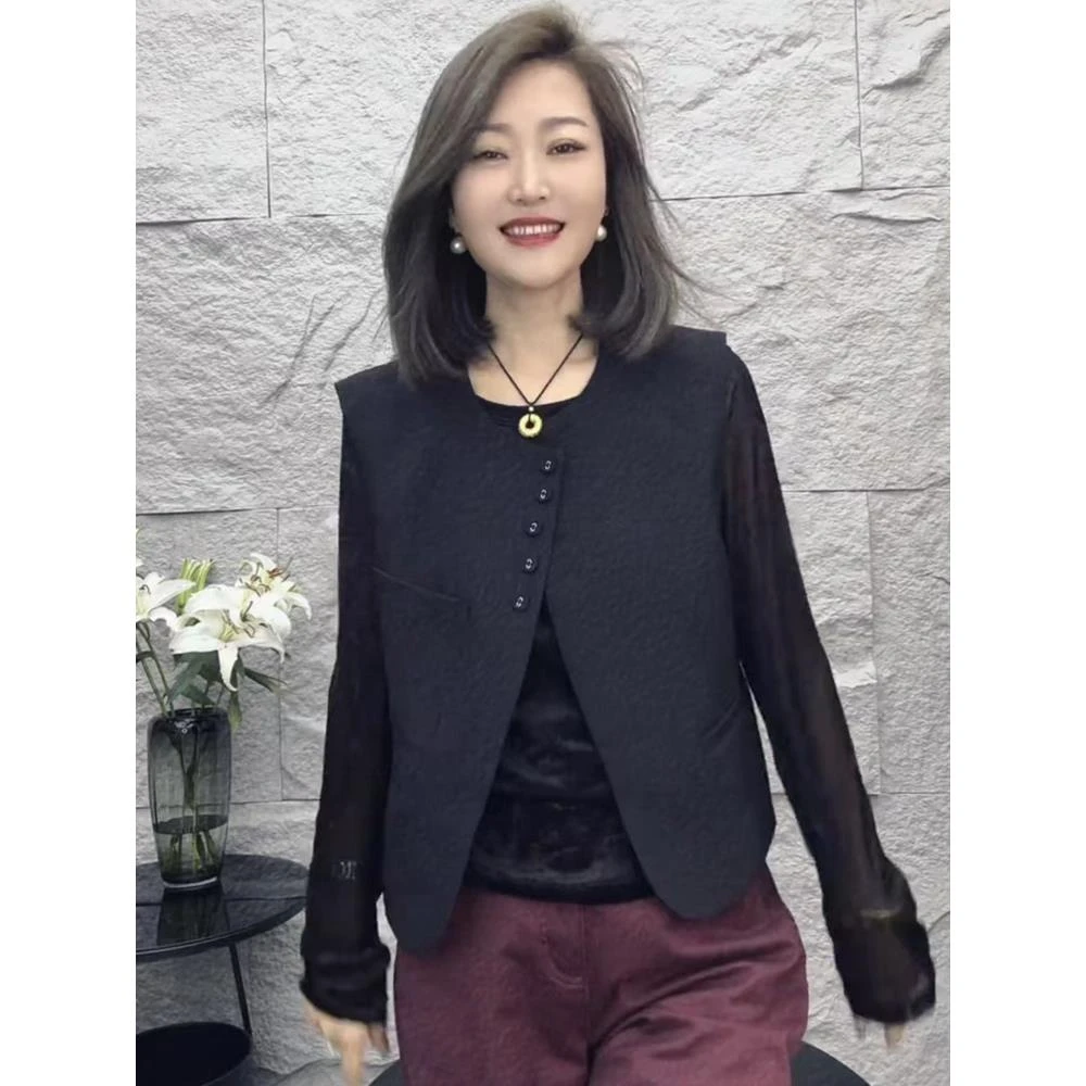 春秋款短款马夹上衣女2025时尚百搭小个子坎肩背心西装马夹外套潮