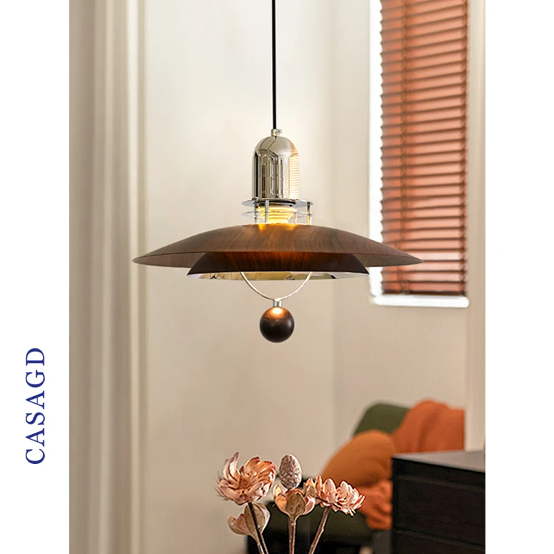 中古风餐厅包豪斯吊灯胡桃木色复古美式PH5餐桌吧台飞碟灯CASAGD