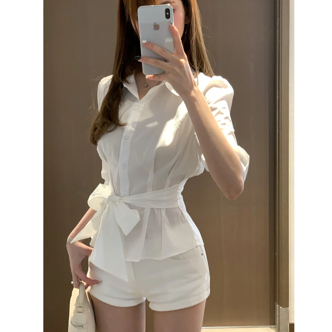 2525夏季65天丝云朵白衬衫痞帅炸街风女装衬衫