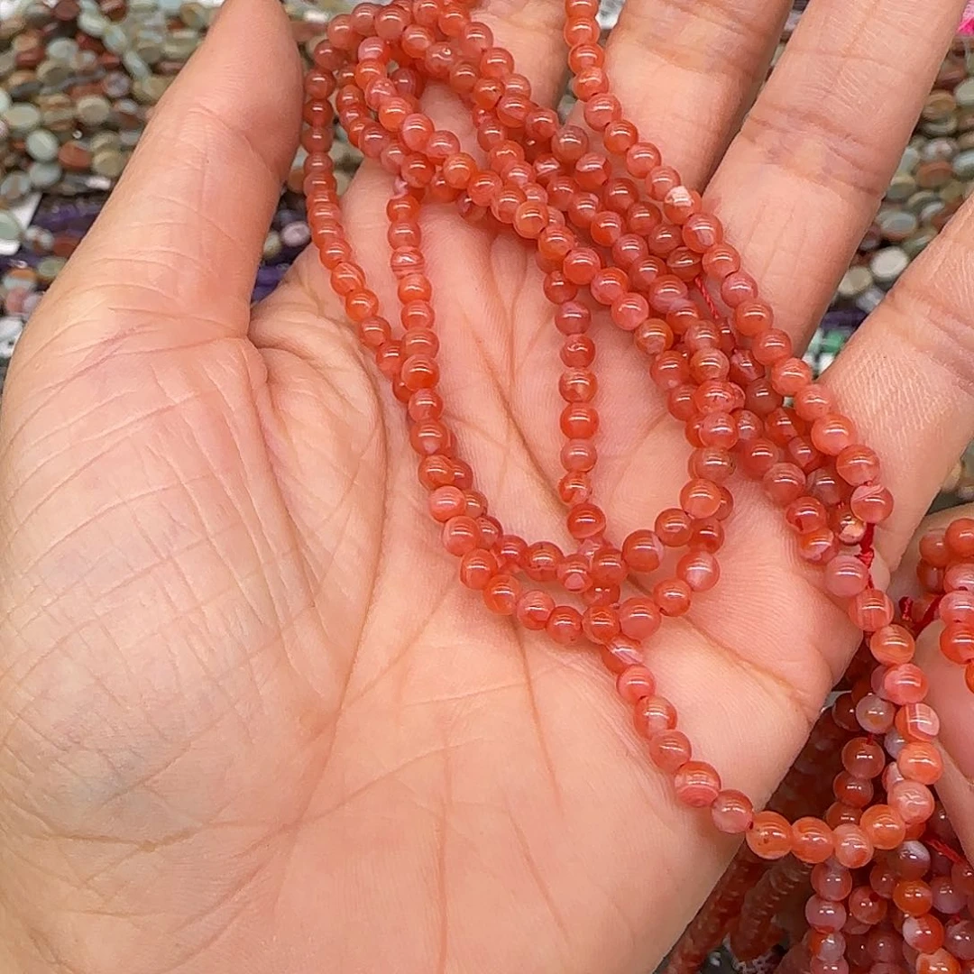 玛瑙/玉髓合金珠宝半成品南红3mm加长一条