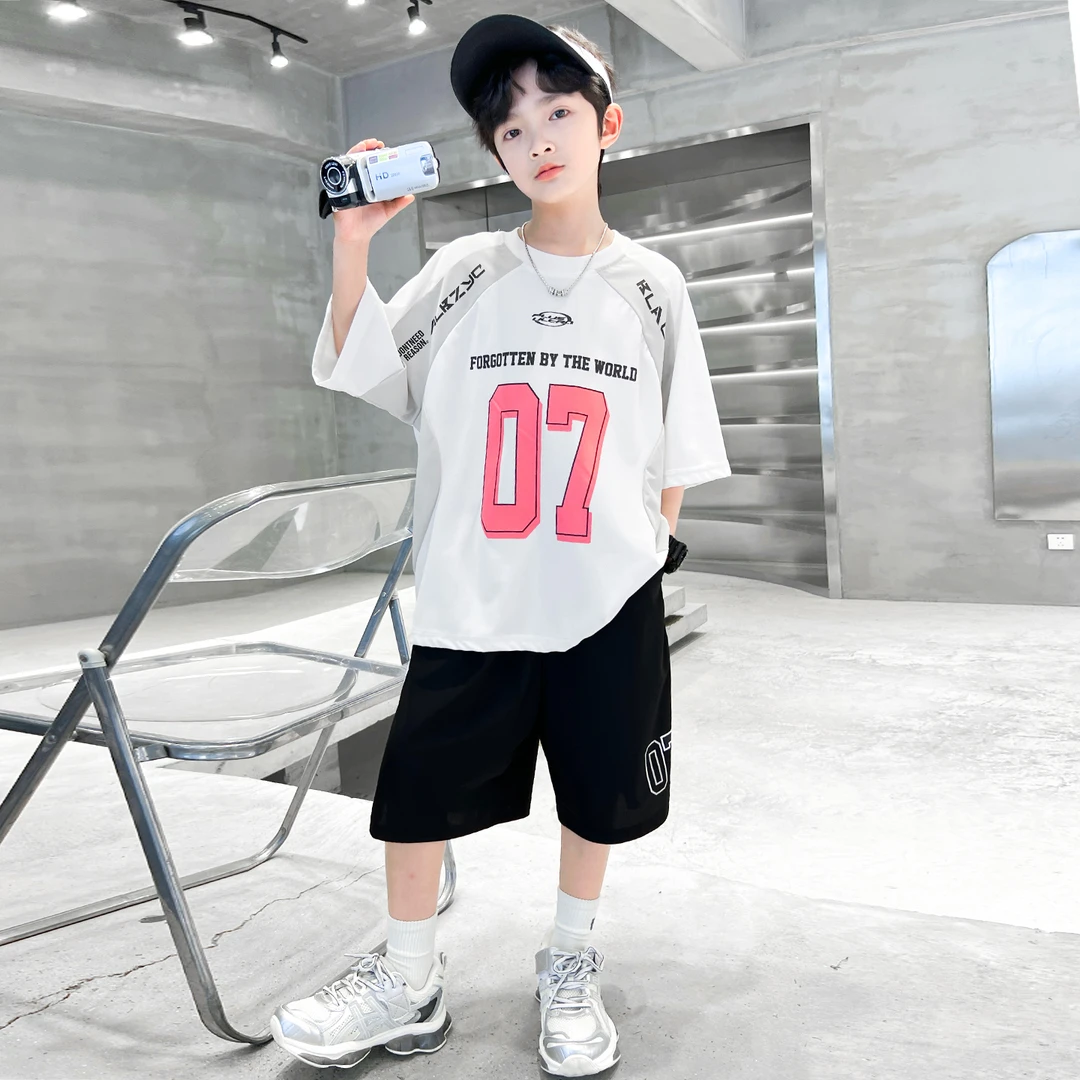 儿童装男童夏装短袖套装2025新款夏季薄款中大童男孩运动篮球服潮