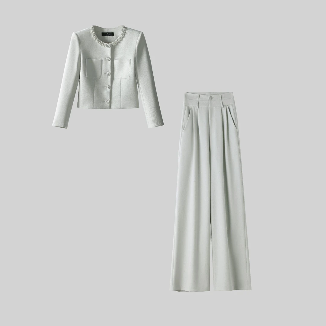 〈纪朵研〉1266 小香风时尚套装高腰简约通勤气质休闲西服套装