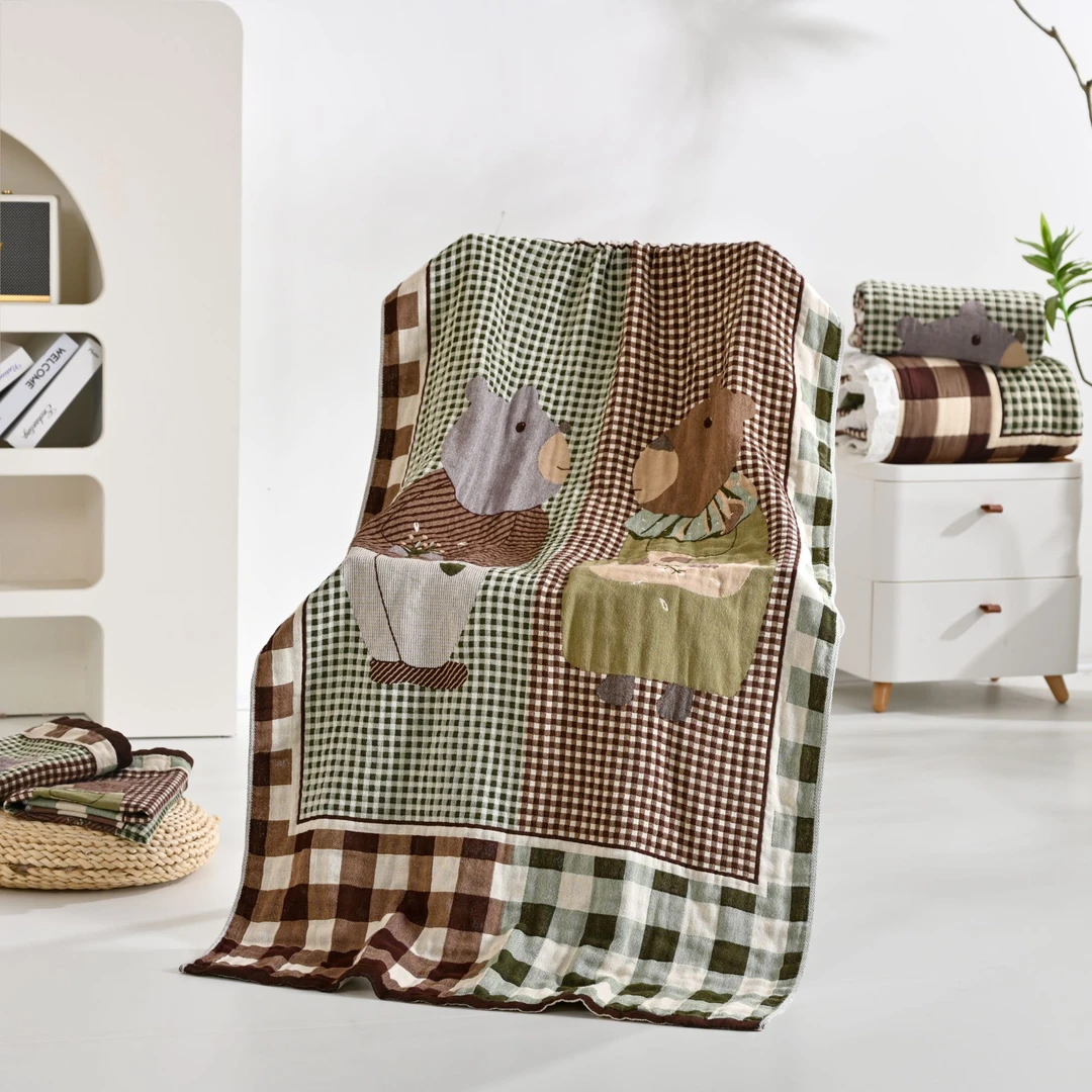 【情侣熊】75*150cm四层纱布加厚柔软吸水浴巾居家日用