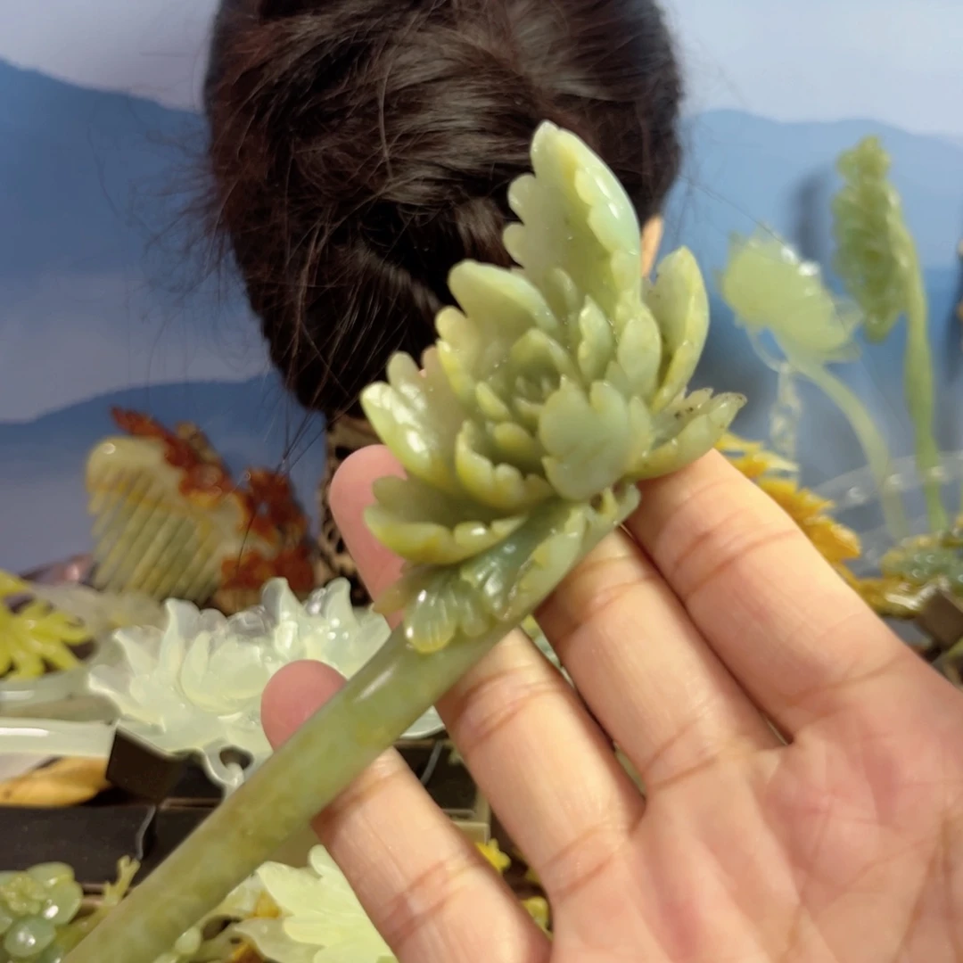 蛇纹石玉发饰合金