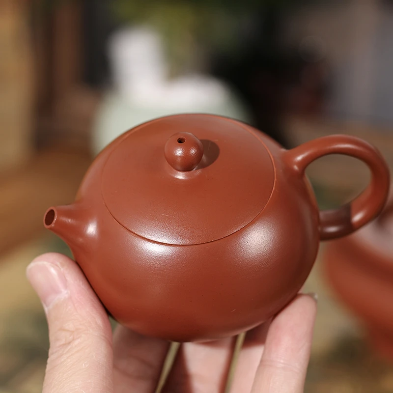 全手工家用手制手拉壶三杯创意工夫大红袍西施小号冲茶罐朱泥茶壶