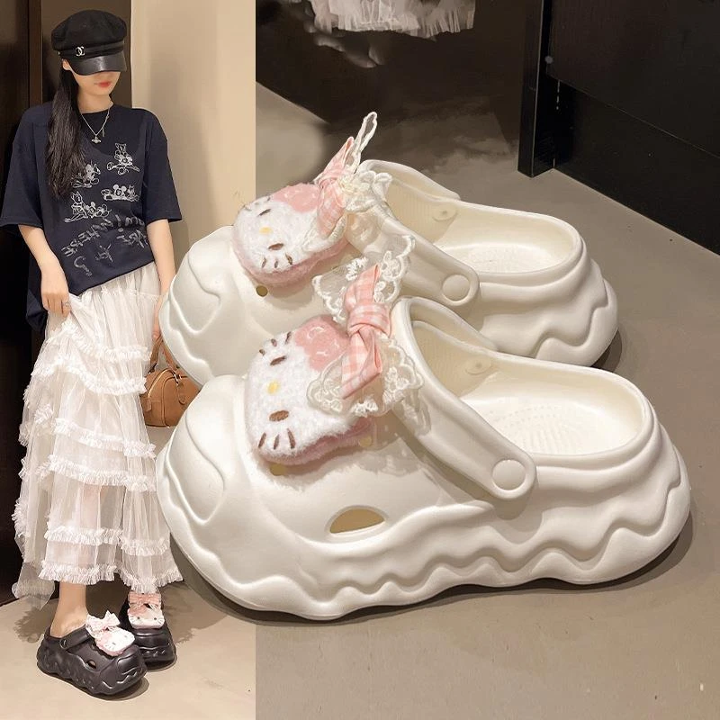 女心包头两穿2025夏季雪莉玫蝴蝶结云朵洞洞鞋居家少百搭防滑凉拖
