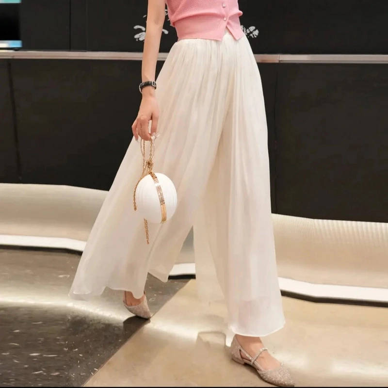 珠光鎏璃纱显瘦半身裙裤2025夏季新款轻奢气质大裙摆中长款A字裙