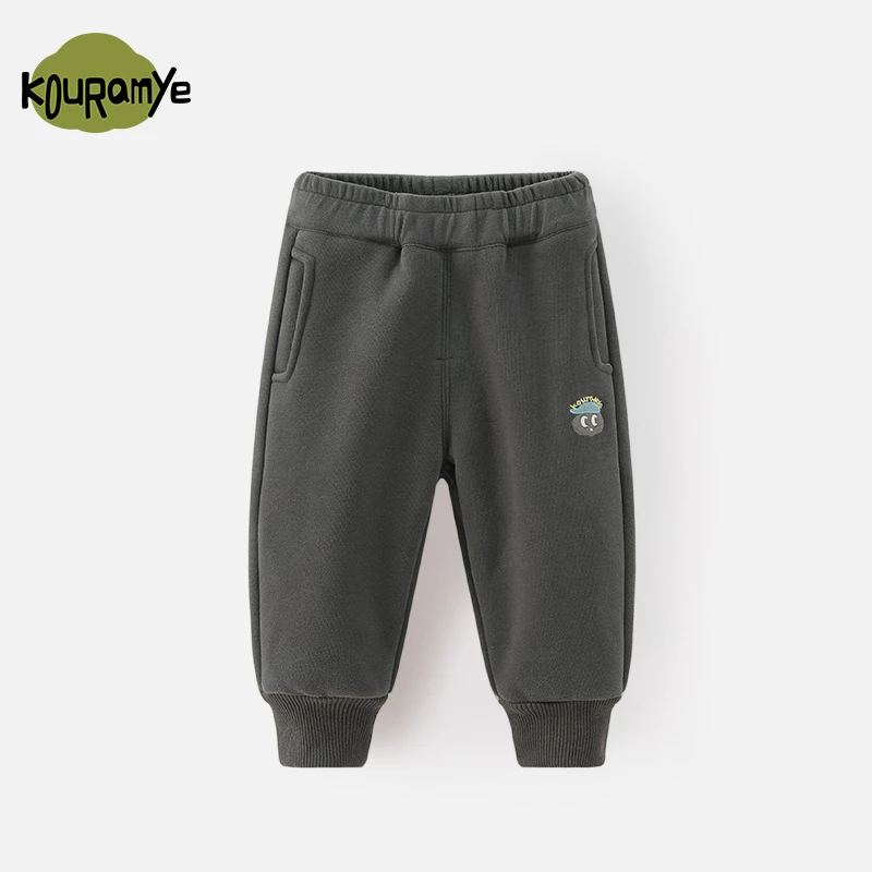 70362酷娃米儿童亲子小刺绣logo标加绒卫裤