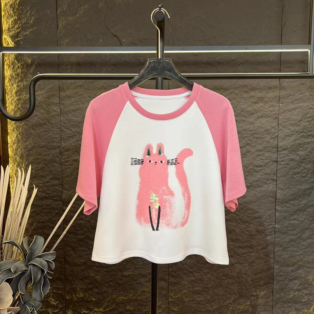 (果果专属）短袖宽松型T恤时尚休闲百搭圆领服白色夏季A342