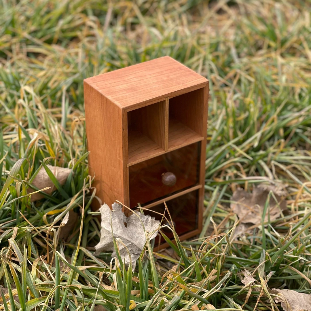 【晨光小柜】樱桃木户外中式木制黑胡桃木抽屉储物收纳小柜实用